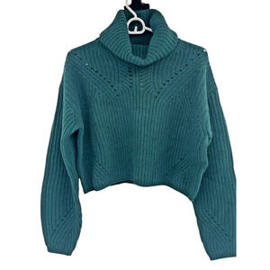 Thakoon Womens Pointelle Turtleneck Sweater Merino Wool Dark Green Size XS NWT